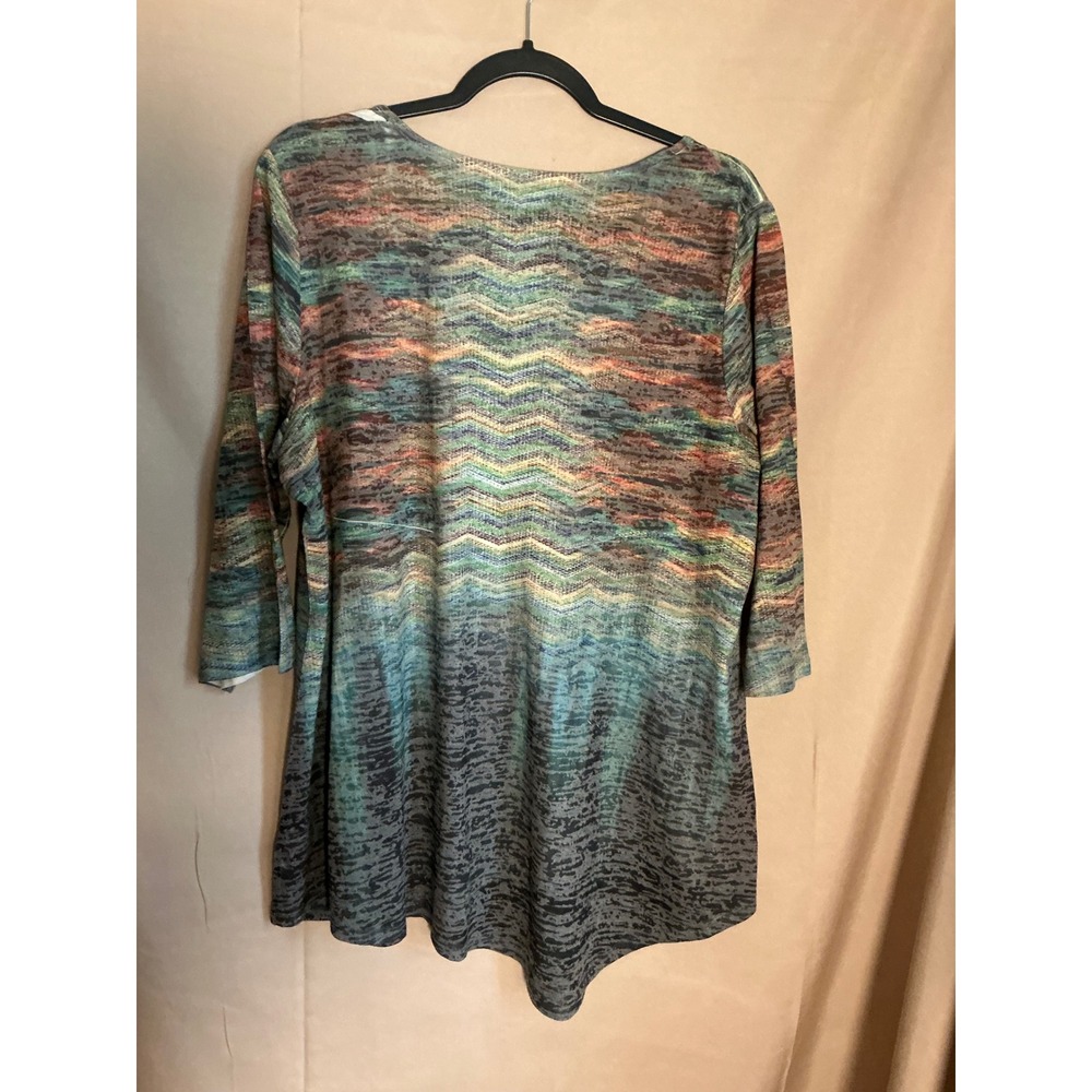 Live and Let Live Tunic Woman 2X Multi-Color Excellent Asymmetrical Rhinestone - Picture 12 of 13